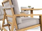 Komplet mebli kawowych do ogrodu z sofą, regulowanymi fotelami i pufami - Tavaro Dining Plus Wood