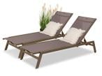 OUTLET - Zestaw regulowanych leżaków z kółkami Tebu Brown 2szt.