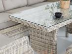 Jasne technorattanowe meble obiadowe na taras - stół 150cm + 6 foteli Laritto - Beige