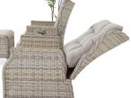 Jasne technorattanowe meble obiadowe na taras - stół 150cm + 6 foteli Laritto - Beige