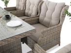 Jasne technorattanowe meble obiadowe na taras - stół 220cm + 8 foteli Laritto - Beige