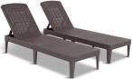 Zestaw dwóch leżaków ogrodowych składanych Jaipur Sun Lounger brązowy