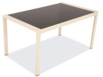 Stół ogrodowy na stalowym stelażu Sodor/Doros 140x70 z blatem z hartowanego szkła - Cream
