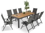 Grafitowy zestaw stół i krzesła dla 8 osób - stół 210cm Tanami Daven 8+1