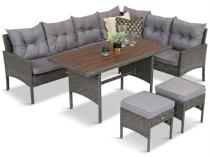 Narożnik ogrodowy technorattanowy z wysokim stołem imitacja drewna Perata Corner – Anthracite Polywood