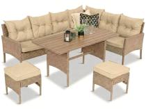 Technorattanowy narożnik ogrodowy z wysokim stołem polywood Perata Corner Natural Polywood