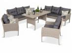 Zestaw technorattanowy dla 8 osób z wysokim stołem polywood Perata Grande Light Grey
