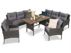 Zestaw ogrodowy z sofami 175cm, fotelami i wysokim stołem polywood Perata Grande Anthracite