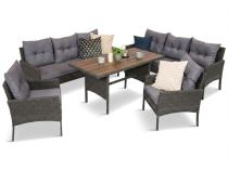 Zestaw ogrodowy z sofami 175cm, fotelami i wysokim stołem polywood Perata Grande Anthracite
