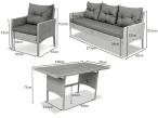Zestaw ogrodowy z sofami 175cm, fotelami i wysokim stołem polywood Perata Grande Anthracite