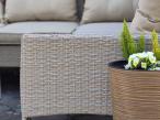 Komplet mebli technorattanowych dla 8 osób z sofami i stołem polywood Perata Grande Natural