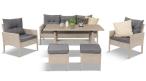 Komplet mebli na taras dla 7 osób z uniwersalnym stołem imitacja drewna Perata Dining Grey