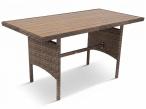 Meble ogrodowe z sofą 175cm, wysokim stołem polywood, fotelami i pufami Perata Dining Brown