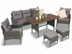 Zestaw mebli ogrodowych z wysokim stołem polywood, sofą 175cm i fotelami Perata Dining Anthracite
