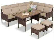 Narożnik technorattan 8 miejsc ze stołem polywood Lirata Corner Brown
