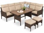 Narożnik technorattan 8 miejsc ze stołem polywood Lirata Corner Brown