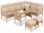 Technorattanowy narożnik ogrodowy z wysokim stołem polywood Lirata Corner Natural