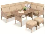 Technorattanowy narożnik ogrodowy z wysokim stołem polywood Lirata Corner Natural