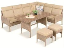 Technorattanowy narożnik ogrodowy z wysokim stołem polywood Lirata Corner Natural