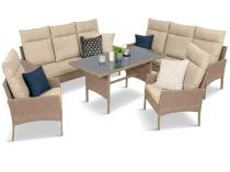Komplet mebli technorattanowych dla 8 osób z sofami Lirata Grande Natural