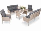 Komplet z technorattanu z wysokimi oparciami i stołem obiadowym Lirata Grande Polywood - Grey