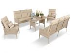 Komplet mebli technorattanowych dla 8 osób z sofami i stołem polywood Lirata Grande Natural
