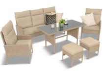 Komplet mebli ogrodowych technorattan dla 7 osób Lirata Dining Natural