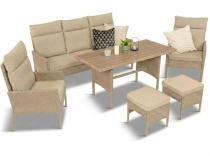 Komplet mebli technorattan dla 7 osób ze stołem polywood Lirata Dining Natural