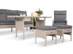 Zestaw szarych mebli technorattanowych z wysokimi oparciami i stołem obiadowym polywood Lirata Dining