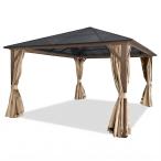 Brązowy pawilon ogrodowy z poliwęglanowym dachem - alumunium - Havero 3,5x4 - Woodlook 2.0