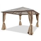 Brązowa altana ogrodowa dach poiliwęglan Havero 3,5x4 - Woodlook 2.0