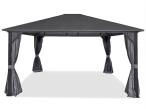 Pawilon ogrodowy z dachem z poliwęglanu z zasłonami i moskitierą - Havero 4x4 - Grafitowy 2.0