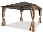 Brązowa altana ogrodowa aluminiowa z dachem z poliwęglanu Havero 4x4 - Woodlook