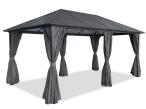 Duży pawilon ogrodowy z dachem z poliwęglanu z zasłonami i moskitierą - Havero 4x6 - Grafitowy 2.0