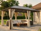 Brązowa altana aluminiowa z dachem poiliwęglanowym Havero 4x6 - Woodlook 2.0