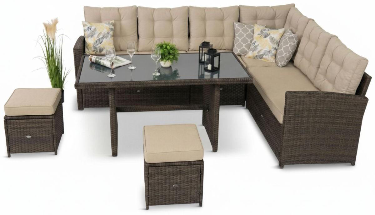 brązowy zestaw technorattanowy Pareta