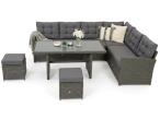 Narożnik ogrodowy technorattan 250x190cm z pikowanymi poduszkami + pufy Cofete Anthracite