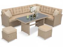 Technorattanowy narożnik 250x190cm z wysokim stołem na taras Cofete Natural