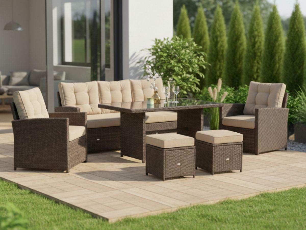 Zestaw technorattanowy Cofete Dining Brown - wizualizacja