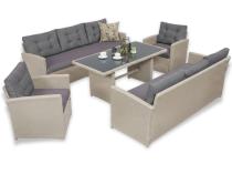 Zestaw mebli technorattanowych z sofami i wysokim stołem Cofete Grande – Grey Cofete 2.0