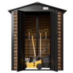 Wzmacniany domek narzędziowy metalowy Dettel Plus 180x120x205cm - drzwi na zawiasach - Wooden