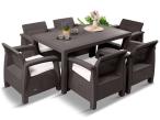 Brązowe meble ogrodowe dla 6 osób z wysokim stołem CM6+1