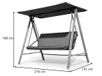 Huśtawka ogrodowa trzyosobowa Fira z parasolem imitacja drewna - Grey
