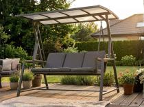 Huśtawka ogrodowa Erina z solidnym dachem z poliwęglanu - Grey