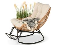 Fotel bujany technorattanowy w stylu boho Torgiano - Brown