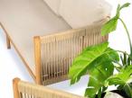 Narożnik premium z fotelem i dwoma stolikami rope style - Narello Cream