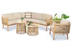 Beżowy komplet ogrodowy dla 6 osób z narożnikiem - Narello Cream