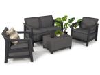 OUTLET - Zestaw mebli ogrodowych dla 4 osób Scandi Linea Grafit ze skrzynią na poduszki