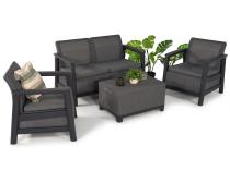 Zestaw mebli ogrodowych dla 4 osób Scandi Linea Grafit ze skrzynią na poduszki
