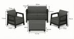 Zestaw mebli ogrodowych dla 4 osób Scandi Linea Grafit